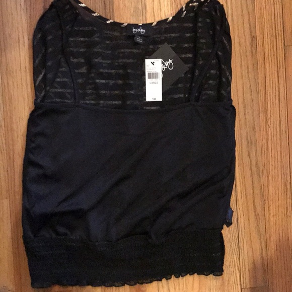 🆕 By and By Black Gold Striped Batwing Blouse Lrg - Picture 4 of 7